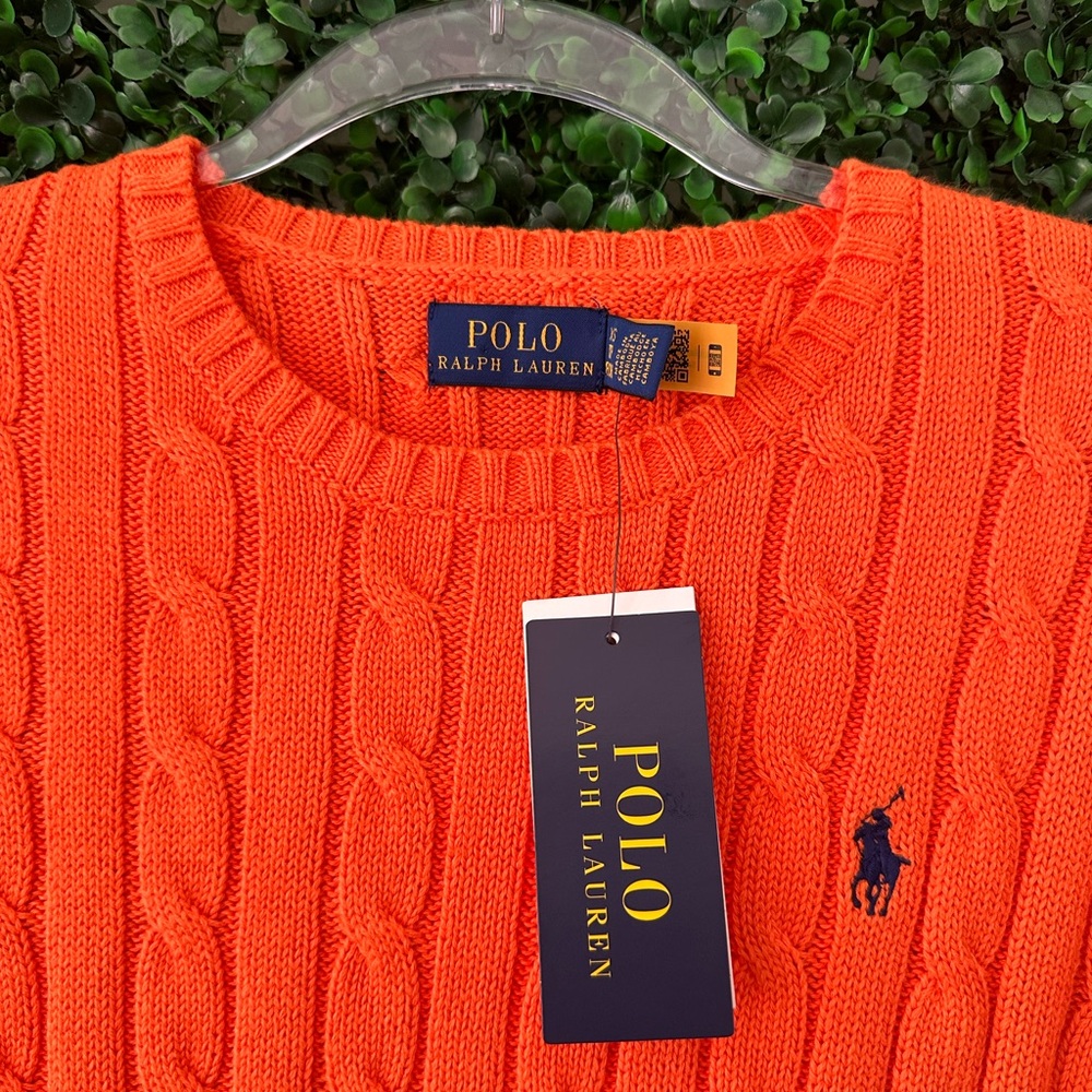 Ralph Lauren Orange Cable-Knit Crewneck Sweater - Picture 3 of 5